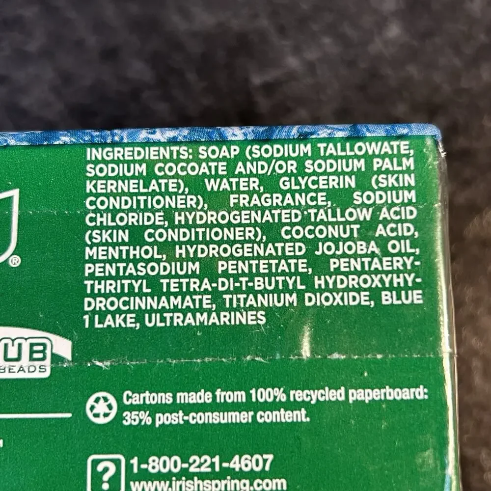 2 Bars Irish Spring Clean Scrub W‎ Scrubbing Beads Soap NO Linseed 3.75 oz Each